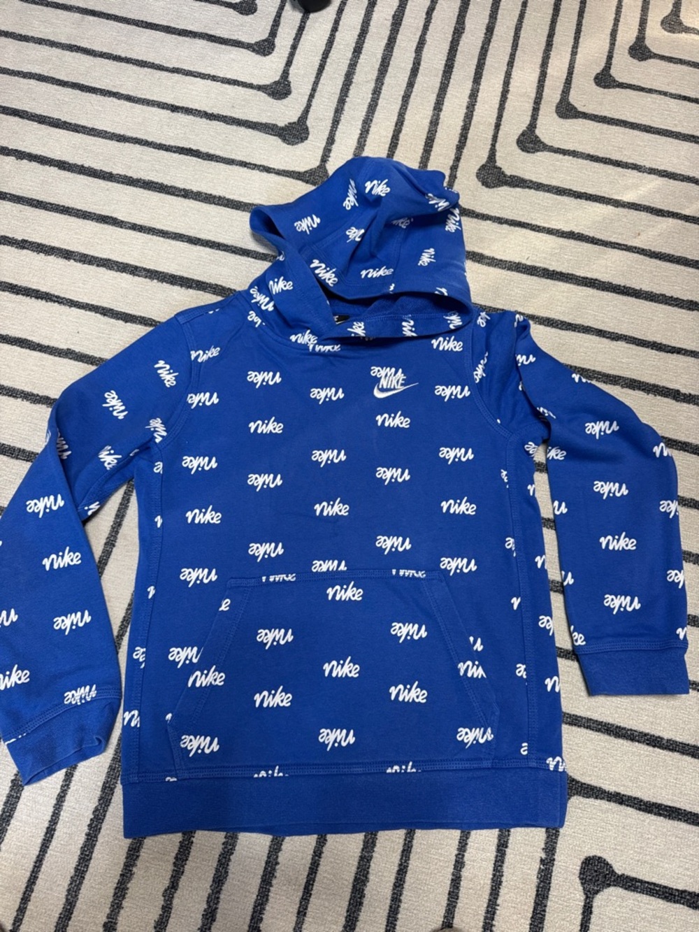 Nike Royal Blue Allover Logo Pullover Hoodie